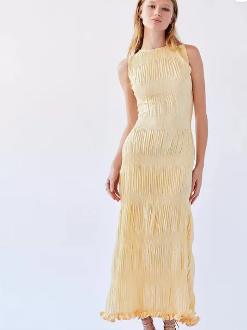 Kadiju Champagne Pleated Dress Free People Cocktail Size XS